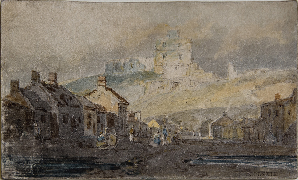 c1797 Norham Village and Castle Pencil and watercolour on paper 79 x 121 mm Turner Bequest CCCLXXIX-1