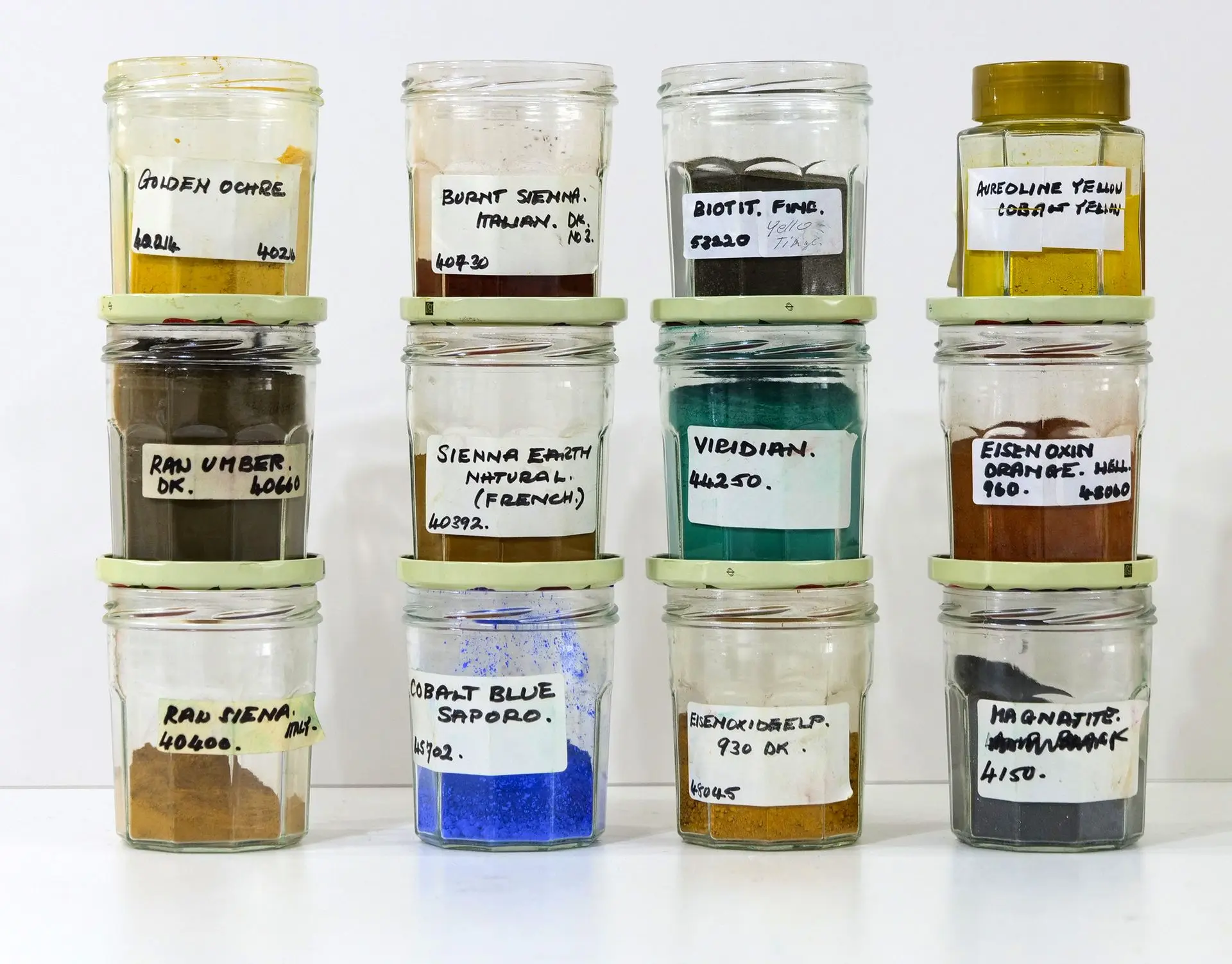 Jars filled with different pigments