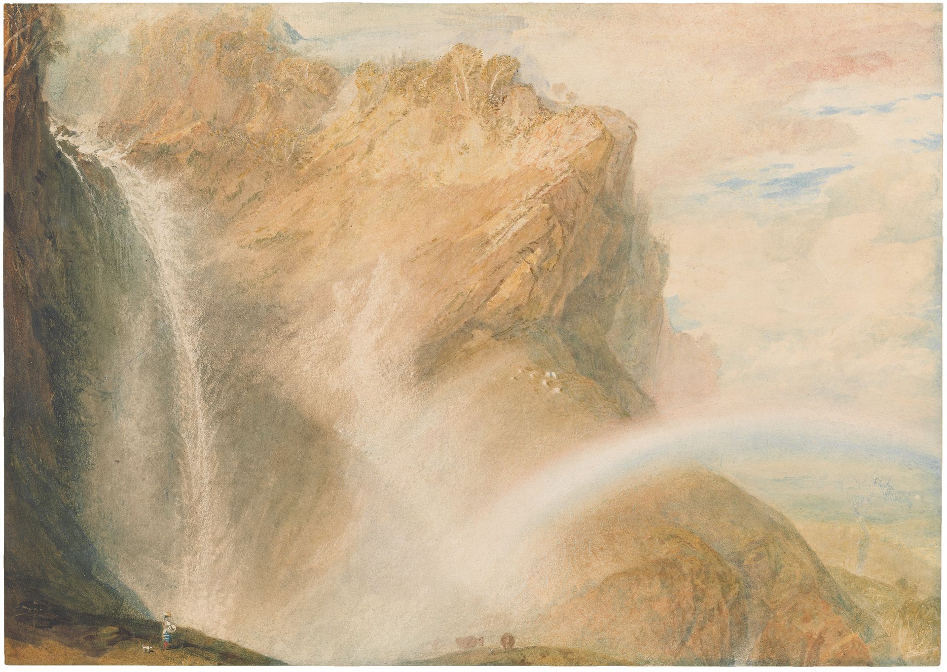 J.M.W. Turner, 1810, Upper Fall of the Reichenbach with Rainbow, Watercolour, 279x394mm, Yale Center for British Art