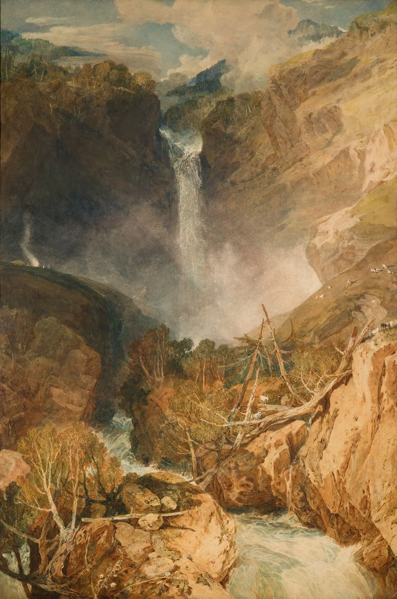 J.M.W. Turner, The Great Fall of the Reichenbach, 1804 Watercolour on paper, 1022 x 689 mm, Courtesy of The Trustees of the Cecil Higgins Art Gallery, Bedford, England.