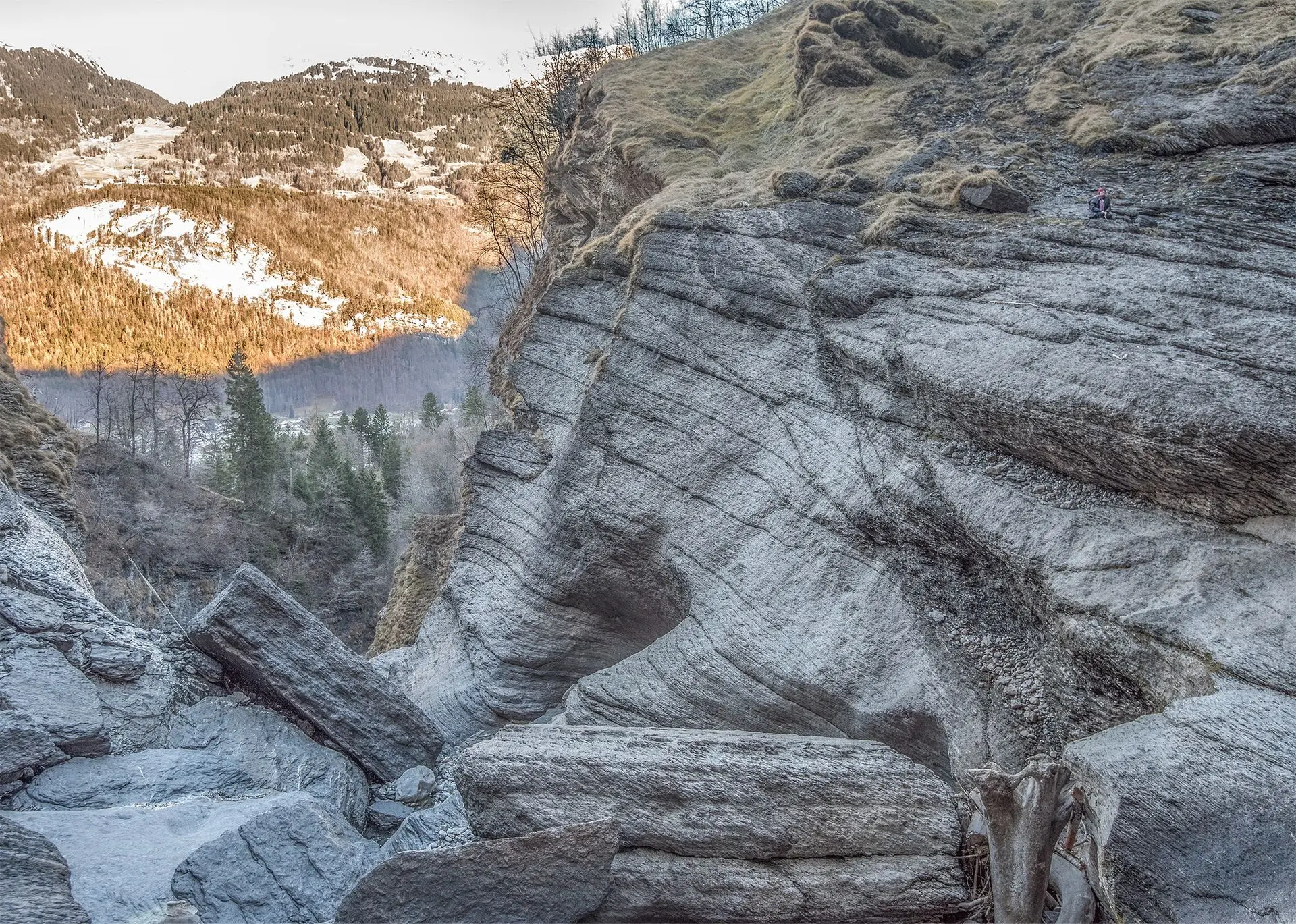 Prue Bishop Overlooking the Upper Reichenbach Falls (Dry) ©Lumby20151228-7051