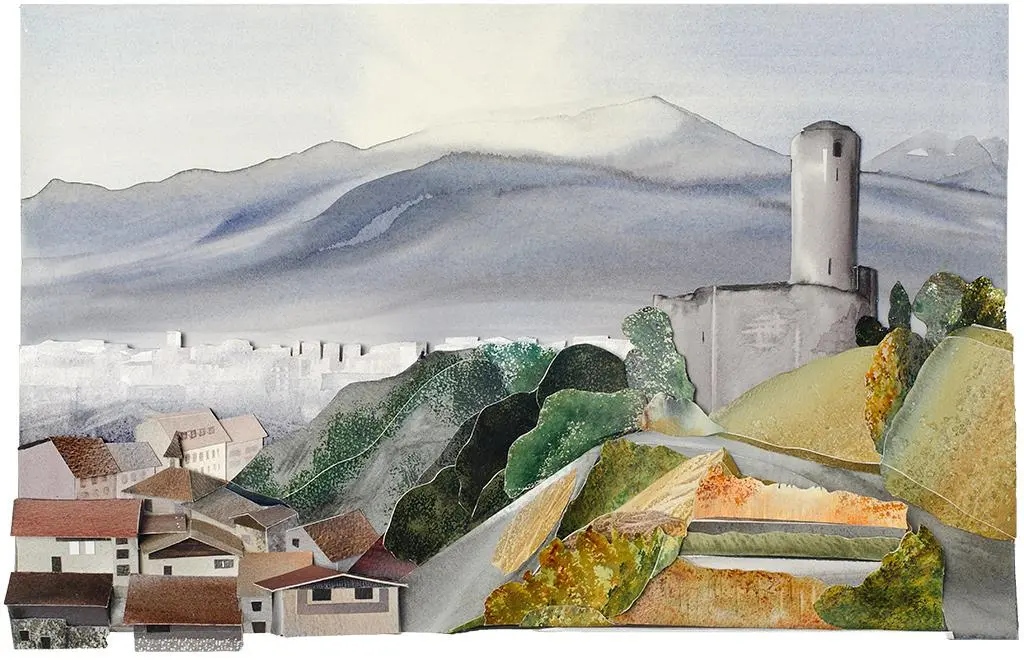 Château Bâtiaz - 50x70x7.5cm