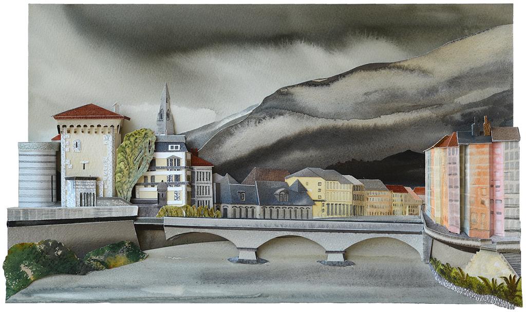 Storm Over Grenoble, The River Isere and the Old City